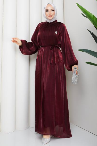 ŞAFAK TESETTÜR ELBİSE Bordo