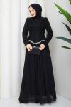 EVA TESETTÜR ABİYE ELBİSE Siyah