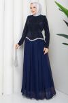 EVA TESETTÜR ABİYE ELBİSE Lacivert