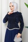 EVA TESETTÜR ABİYE ELBİSE Lacivert
