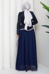 EVA TESETTÜR ABİYE ELBİSE Lacivert