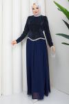 EVA TESETTÜR ABİYE ELBİSE Lacivert
