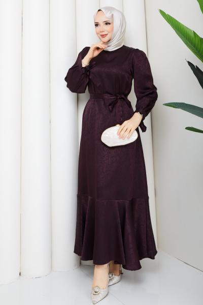 GÖKÇE TESETTÜR ELBİSE Mürdüm