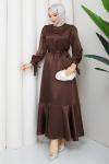 GÖKÇE TESETTÜR ELBİSE Kahve