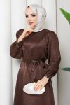 GÖKÇE TESETTÜR ELBİSE Kahve