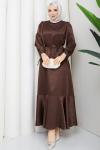 GÖKÇE TESETTÜR ELBİSE Kahve