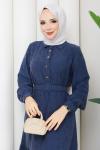 FİSUN MODAL KUMAŞ TESETTÜR ELBİSE Lacivert