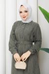 FİSUN MODAL KUMAŞ TESETTÜR ELBİSE Yeşil