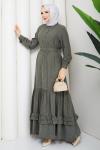 FİSUN MODAL KUMAŞ TESETTÜR ELBİSE Yeşil