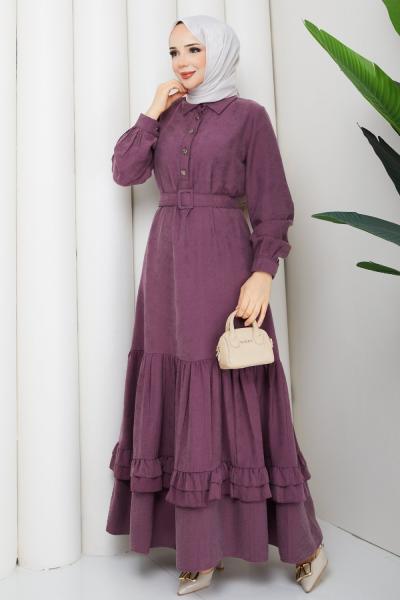 FİSUN MODAL KUMAŞ TESETTÜR ELBİSE Gül