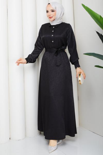 BELKIS TESETTÜR ELBİSE Siyah