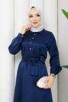 BELKIS TESETTÜR ELBİSE Lacivert