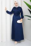 BELKIS TESETTÜR ELBİSE Lacivert