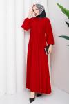 KREP TESETTÜR ELBİSE Kırmızı