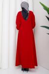 KREP TESETTÜR ELBİSE Kırmızı