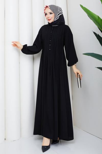 KREP TESETTÜR ELBİSE Siyah