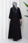 KREP TESETTÜR ELBİSE Siyah