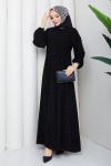 KREP TESETTÜR ELBİSE Siyah
