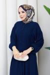 KREP TESETTÜR ELBİSE Lacivert