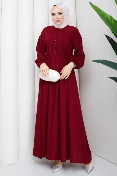 KREP TESETTÜR ELBİSE Bordo