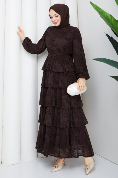 ENNUR TESETTÜR ELBİSE Kahve