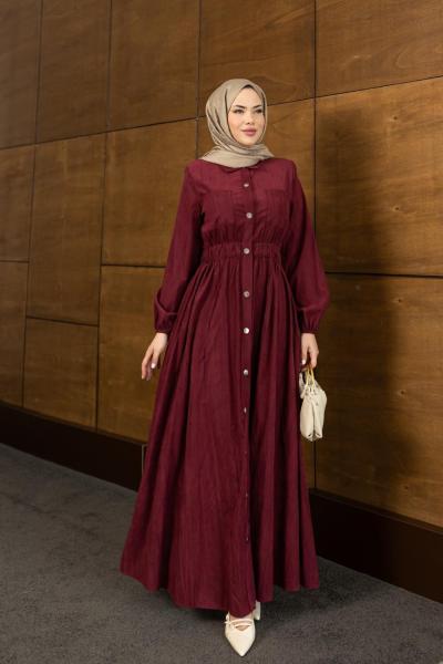 NİSAN TESETTÜR ELBİSE  Bordo