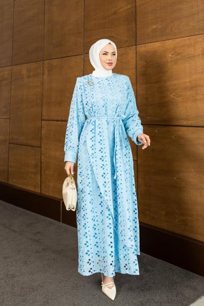 HATUN TESETTÜR ELBİSE Mavi