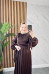 BİRCAN TESETTÜR ELBİSE Kahve
