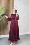 BİRCAN TESETTÜR ELBİSE Bordo