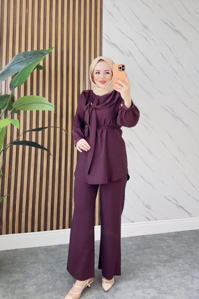 İDİL PANTOLONLU TAKIM Mürdüm
