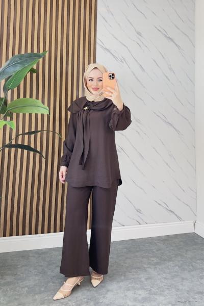 İDİL PANTOLONLU TAKIM Kahve