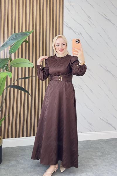 LİVA TESETTÜR ELBİSE Kahve