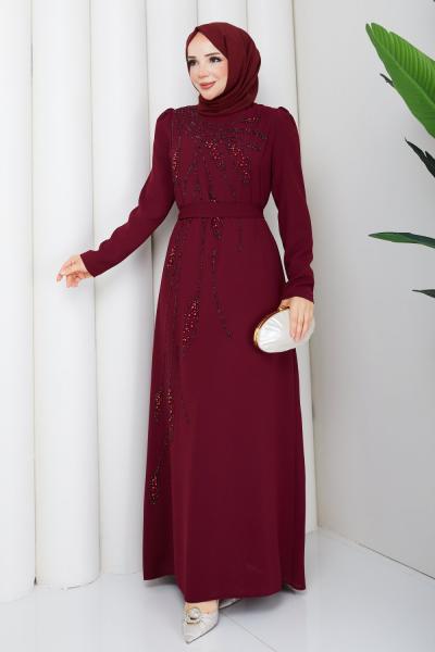 YEŞİM TESETTÜR ELBİSE  Bordo
