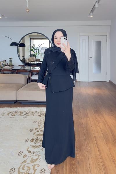 KADER TESETTÜR ABİYE ELBİSE Siyah