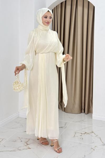 Aleyna abiye elbise  Ekru