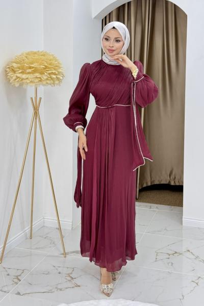 Aleyna abiye elbise  Bordo