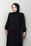 AZİZE MODEL KADIN TESETTÜR ETEKLİ TAKIM  Siyah