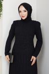 BADE TESETTÜR ABİYE ELBİSE  Siyah