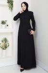 BADE TESETTÜR ABİYE ELBİSE  Siyah