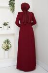 BADE TESETTÜR ABİYE ELBİSE  Bordo