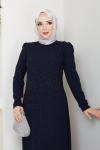 BADE TESETTÜR ABİYE ELBİSE  Lacivert