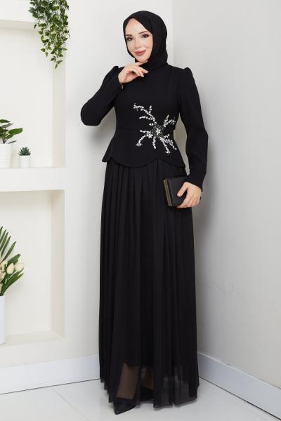BALIM TESETTÜR ABİYE ELBİSE  Siyah