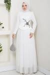 BALIM TESETTÜR ABİYE ELBİSE  Beyaz