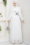 BALIM TESETTÜR ABİYE ELBİSE  Beyaz