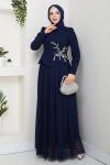 BALIM TESETTÜR ABİYE ELBİSE  Lacivert