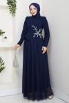 BALIM TESETTÜR ABİYE ELBİSE  Lacivert