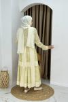 BELİZ VİSKON TESETTÜR ETEKLİ TAKIM SarıDetay