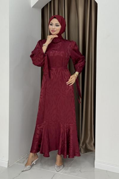 BERİL TESETTÜR ELBİSE  Bordo