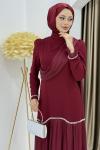 BEYHAN TESETTÜR ABİYE ELBİSE Bordo