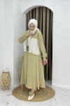 ÇİSEM TESETTÜR ETEKLİ TAKIM  YağYeşili